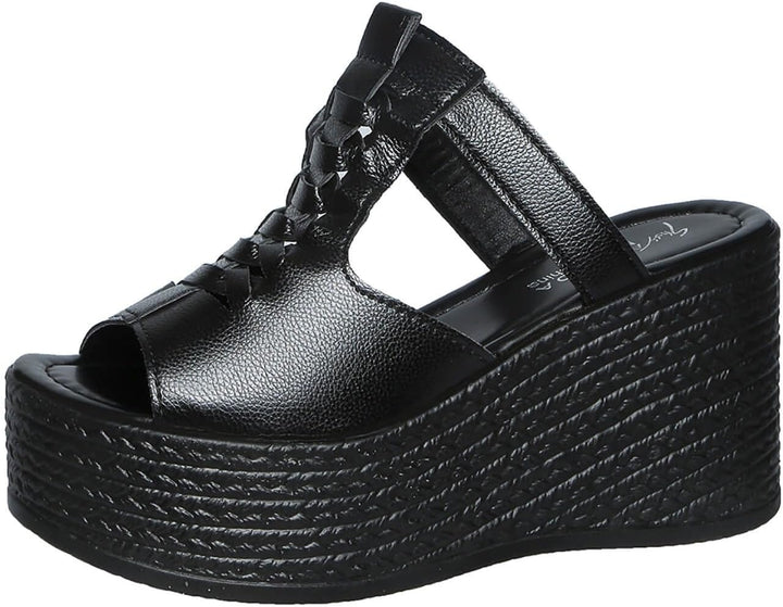 Women's Braided T-Strap Slip-On Wedges