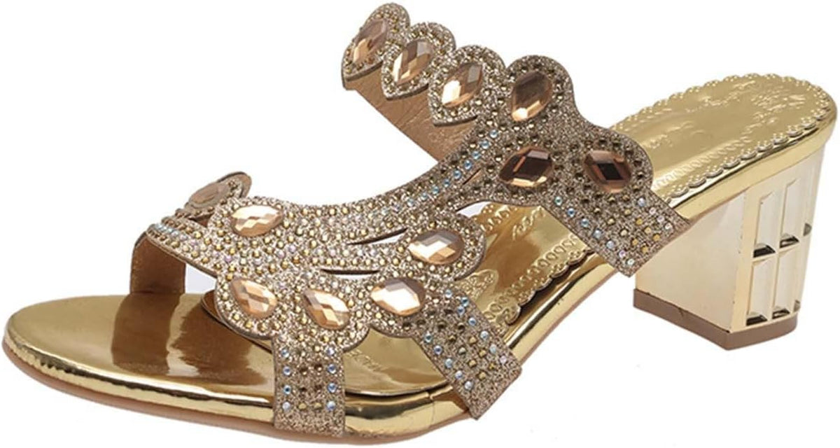 Women's Jeweled Cutout Block Heel Slides - view 11