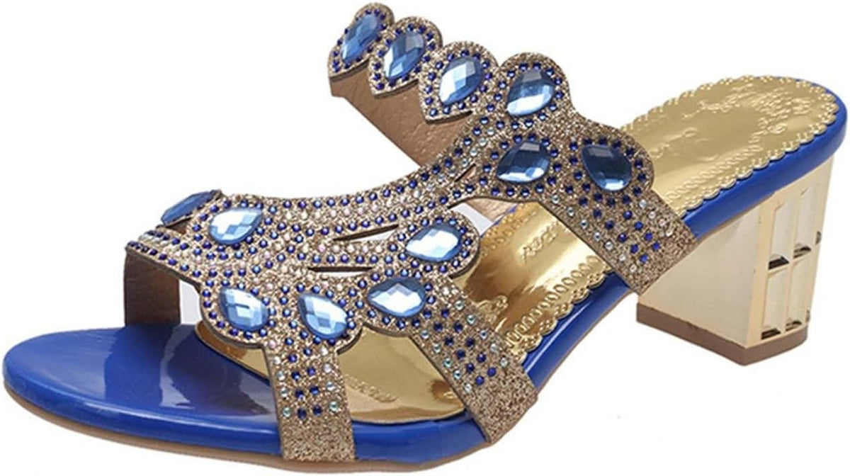 Women's Jeweled Cutout Block Heel Slides - view 1