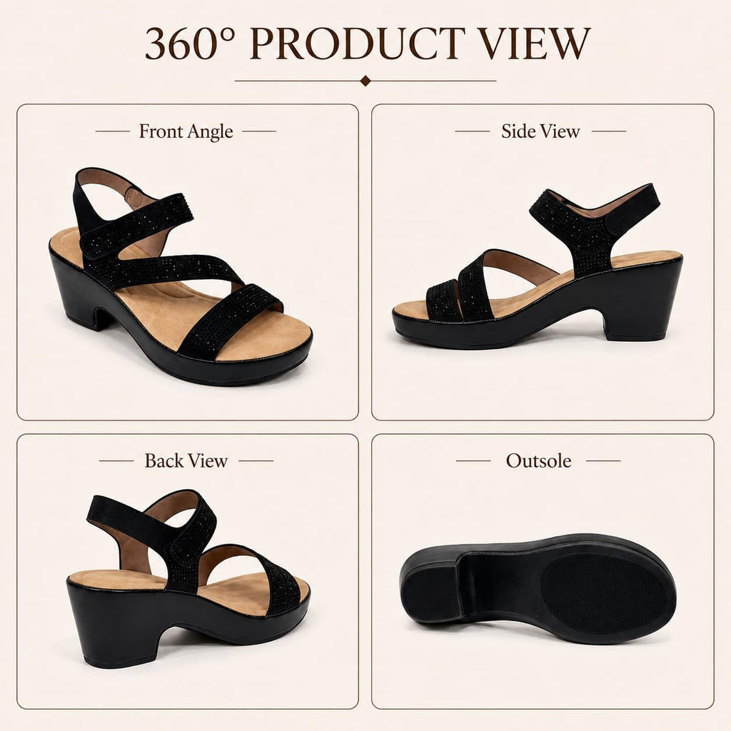 Women's Rhinestone Strap Platform Sandals - view 9