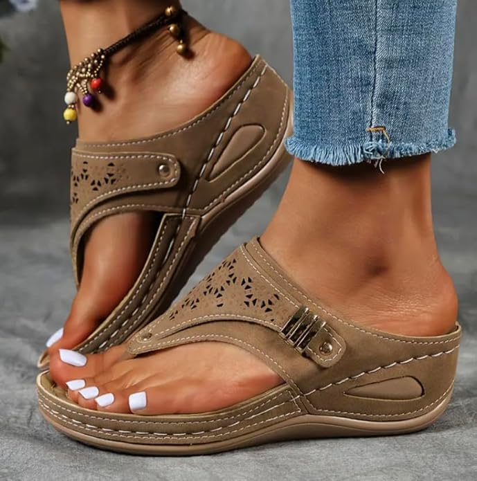 Women's Buckle Thong Wedge Sandals - view 3