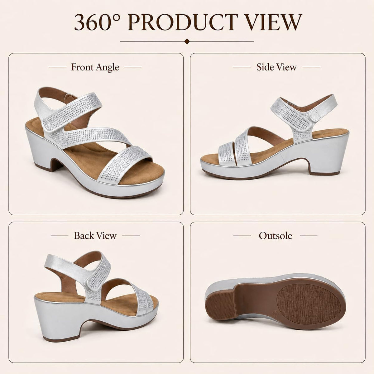 Women's Rhinestone Strap Platform Sandals - view 3