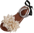 Women's Floral Pearl-Strap Flat Sandals - view 8