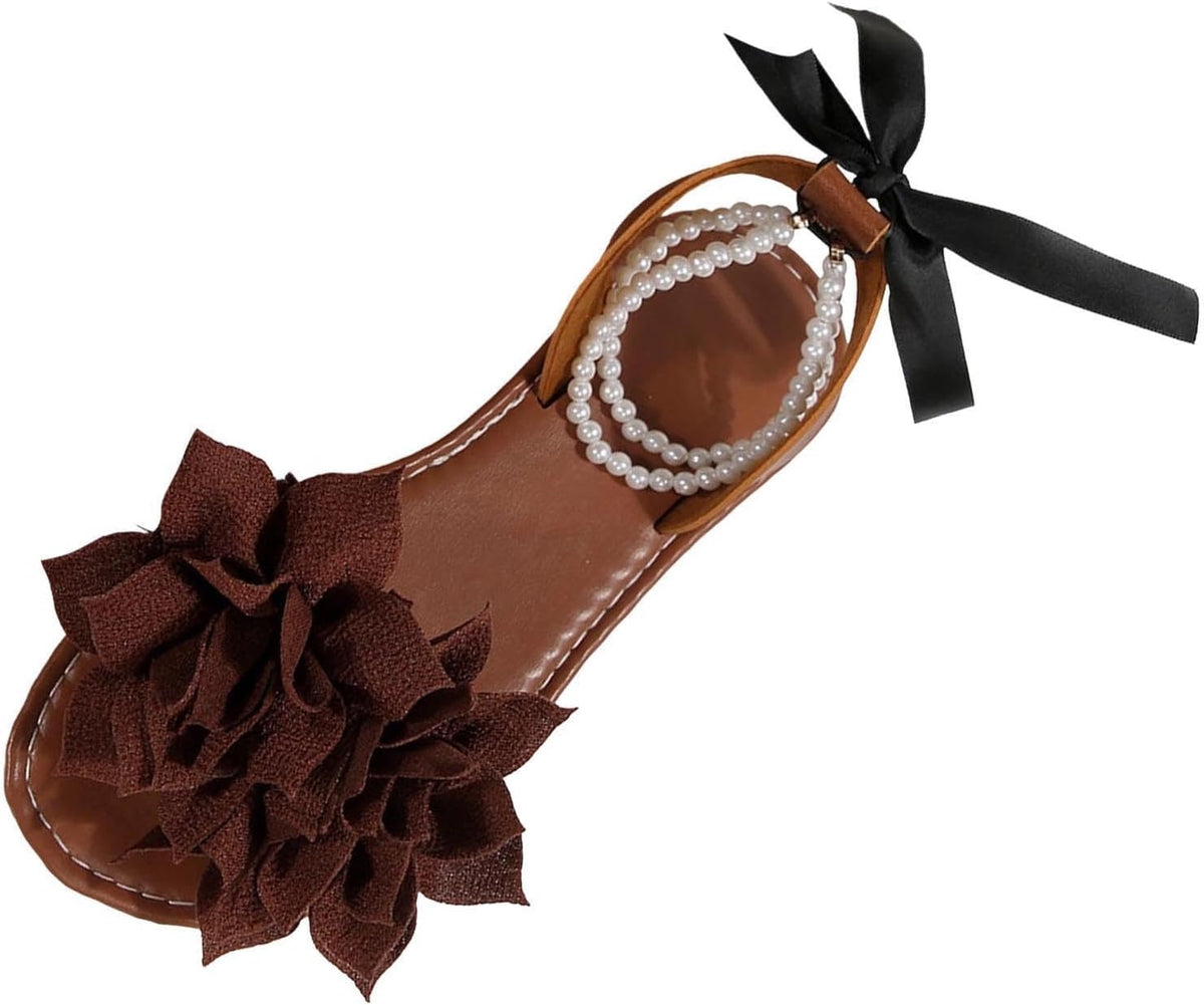 Women's Floral Pearl-Strap Flat Sandals - view 20