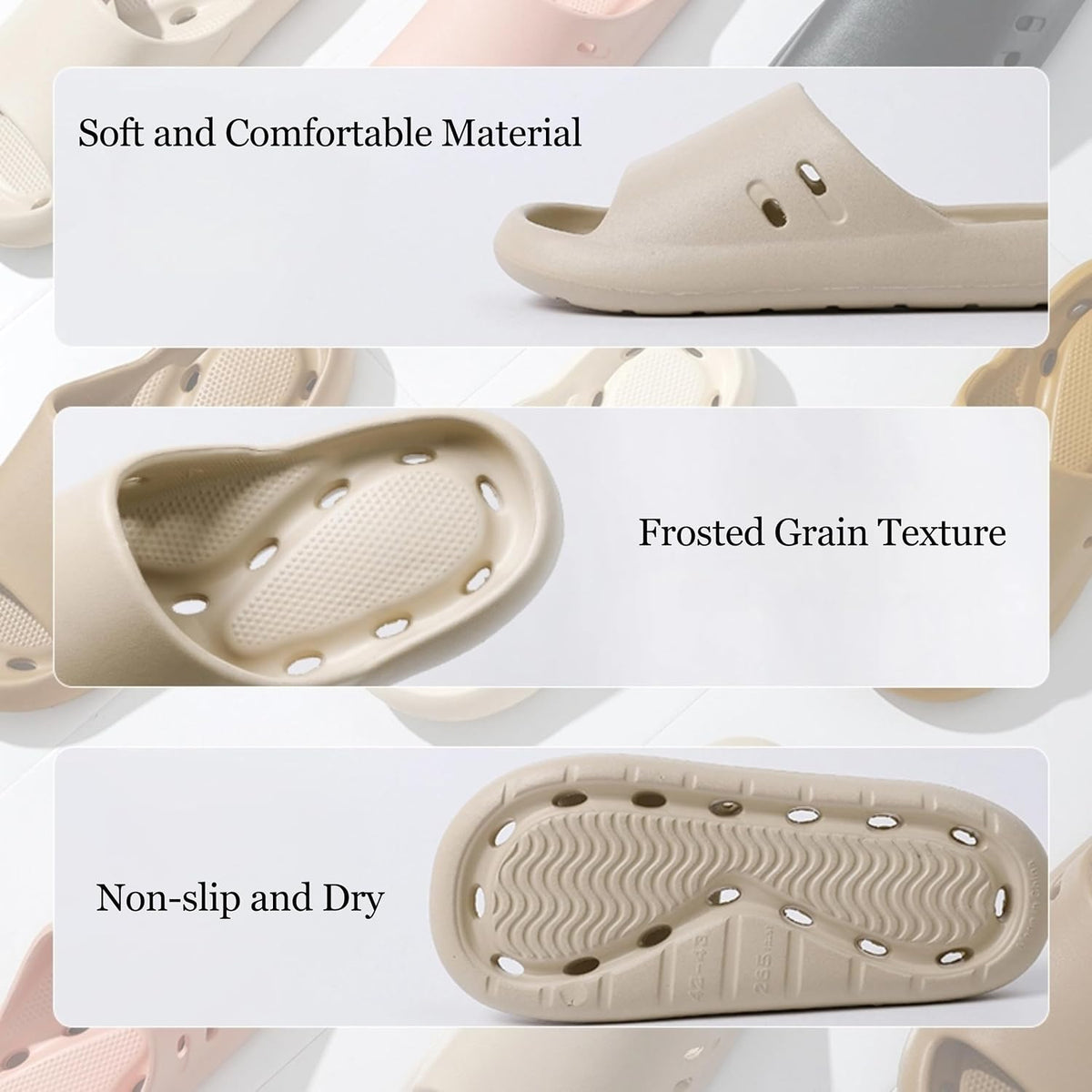 Lightweight Drain-Hole Shower Slides - view 4
