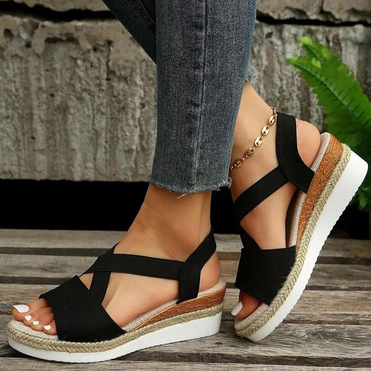 Women's Cross-Strap Espadrille Wedge Sandals - view 4